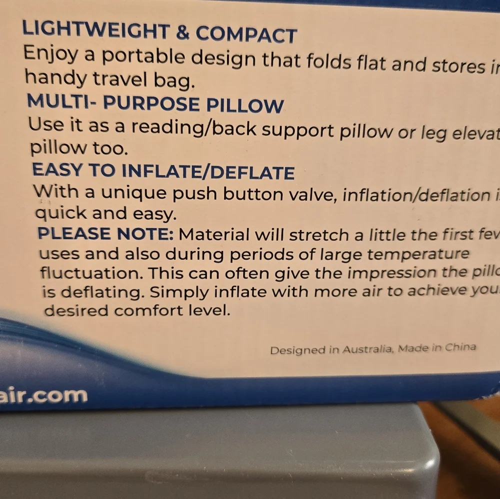 Circa Air Black Inflatable Wedge Pillow for Travel NEW Size:24